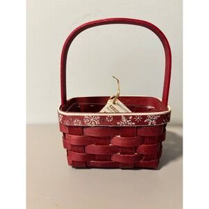 Longaberger 2010 Falling Snow Gift Basket Red Snowflake with Protector 1192522